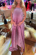 Meridress Strapless Tube Gradient Ombre Satin Maxi Party Dress