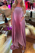 Meridress Strapless Tube Gradient Ombre Satin Maxi Party Dress