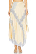 Meridress High Rise Color Block Lace Trim Satin Maxi Skirt