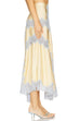 Meridress High Rise Color Block Lace Trim Satin Maxi Skirt