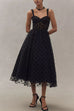 Meridress V Neck Mesh Polka Dot A-line Midi Cami Dress
