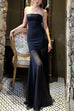 Meridress Strapless Mesh Splice Bodycon Maxi Dress
