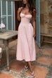 Meridress Drawstring Neck Slit Bustier Midi Cami Dress