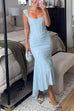 Meridress Sleeveless Ruched Waist Ruffle Hem Jacquard Maxi Dress