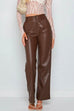Meridress Faux Leather Straight Leg Trousers with Pockets
