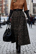 High Rise Tweed Wrap Maxi Skirt