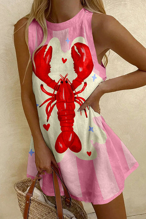 Meridress Sleeveless Lobster Print Mini Dress