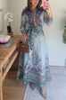 High Rise Bow Waist Unique Print Maxi Skirt