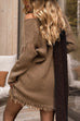 Drop Shoulder Fringe Hem Mini Sweater Dress