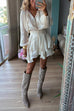Meridress Lantern Long Sleeves Waisted Ruffle Mini Dress
