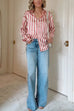 Meridress Long Sleeves Button Down Striped Blouse Shirt