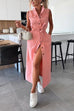 Meridress Sleeveless Button Down Tie Waist Pocketed Denim Midi Dress