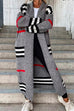 Meridress Open Front Color Block Striped Splice Long Sweater Cardigan