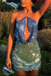 Meridress Halter Cut Out Open Back Sequin Mini Dress