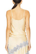 Meridress Adjustable Strap V Neck Lace Trim Satin Top