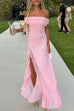 Meridress Off Shoulder Back Cut Out Ruffle Slit Maxi Dress
