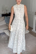 Meridress Mockneck Sleeveless A-line Lace Maxi Dress