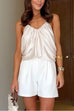 Meridress Spaghetti Strap Draped Satin Top