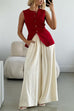 Meridress Elastic Waist Wide Leg Cotton Linen Palazzo Pants
