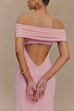 Meridress Off Shoulder Back Cut Out Ruffle Slit Maxi Dress