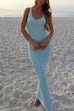 Meridress U Neck Sleeveless Sequin Bodycon Maxi Dress