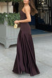 Meridress Strapless Satin Patchwork Flare Maxi Dress