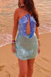 Meridress Halter Cut Out Open Back Sequin Mini Dress