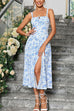 Meridress Adjustable Strap Back Lace-up Slit Midi Dress