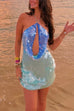 Meridress Halter Cut Out Open Back Sequin Mini Dress