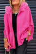 Meridress Dolman Sleeves Zipper Up Pocketed Jacket with Faux Fur Hood