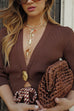 Meridress Chic V Neck One Button Sweater