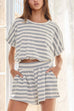 Meridress Striped Short Sleeves Crop Top and Elastic Waist Pocketed Shorts Set
