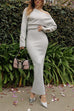 Meridress One Shoulder Long Sleeves Bodycon Maxi Sweater Dress