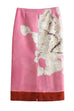 Meridress High Rise Color Block Floral Print Pencil Midi Skirt