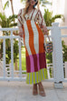 Meridress Knot Front Cut Out Puff Sleeves Side Slit Printed Midi Dress