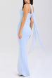Meridress Ruched Strapless Corset and Bodycon Maxi Skirt Set with Scarf