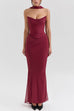 Meridress Ruched Strapless Corset and Bodycon Maxi Skirt Set with Scarf