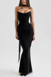 Meridress Ruched Strapless Corset and Bodycon Maxi Skirt Set with Scarf