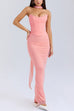 Meridress Ruched Strapless Corset and Bodycon Maxi Skirt Set with Scarf