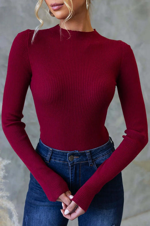 Meridress Long Sleeves Slim Fit Basic Ribbed Knit Top