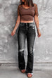 Meridress Distressed Bell Bottoms Ripped Jeans