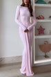 Long Sleeves Draped Front Bodycon Maxi Dress