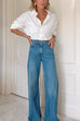 Meridress Lapel Long Sleeves Button Up Blouse Shirt