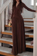 Meridress V Neck Long Sleeves Waisted Velvet Maxi Dress