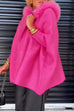 Meridress Dolman Sleeves Zipper Up Pocketed Jacket with Faux Fur Hood