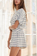 Meridress Striped Short Sleeves Crop Top and Elastic Waist Pocketed Shorts Set