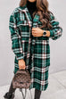 Meridress Long Sleeves Button Up Plaid Casual Shacket Jacket