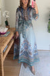 High Rise Bow Waist Unique Print Maxi Skirt