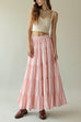 Meridress Smocked Elastic Waist Ruffle Tiered Maxi Skirt