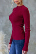 Meridress Long Sleeves Solid Ribbed Knit Top